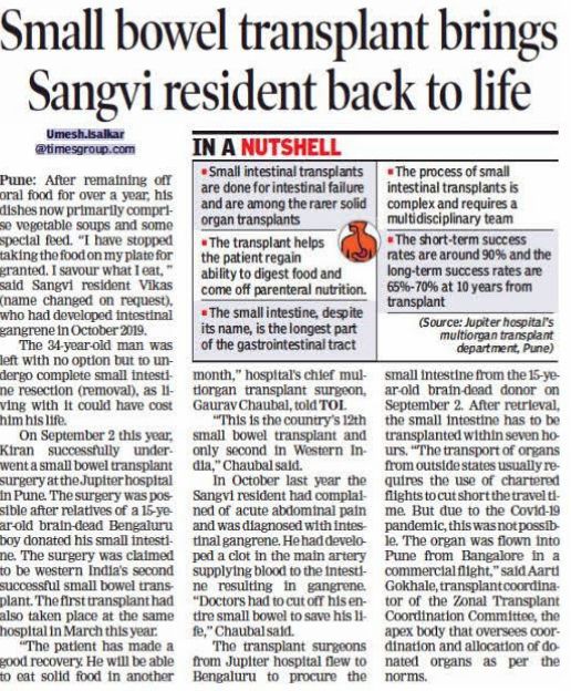 Small Bowel Transplant Brings Sangvi Resident Back to Life